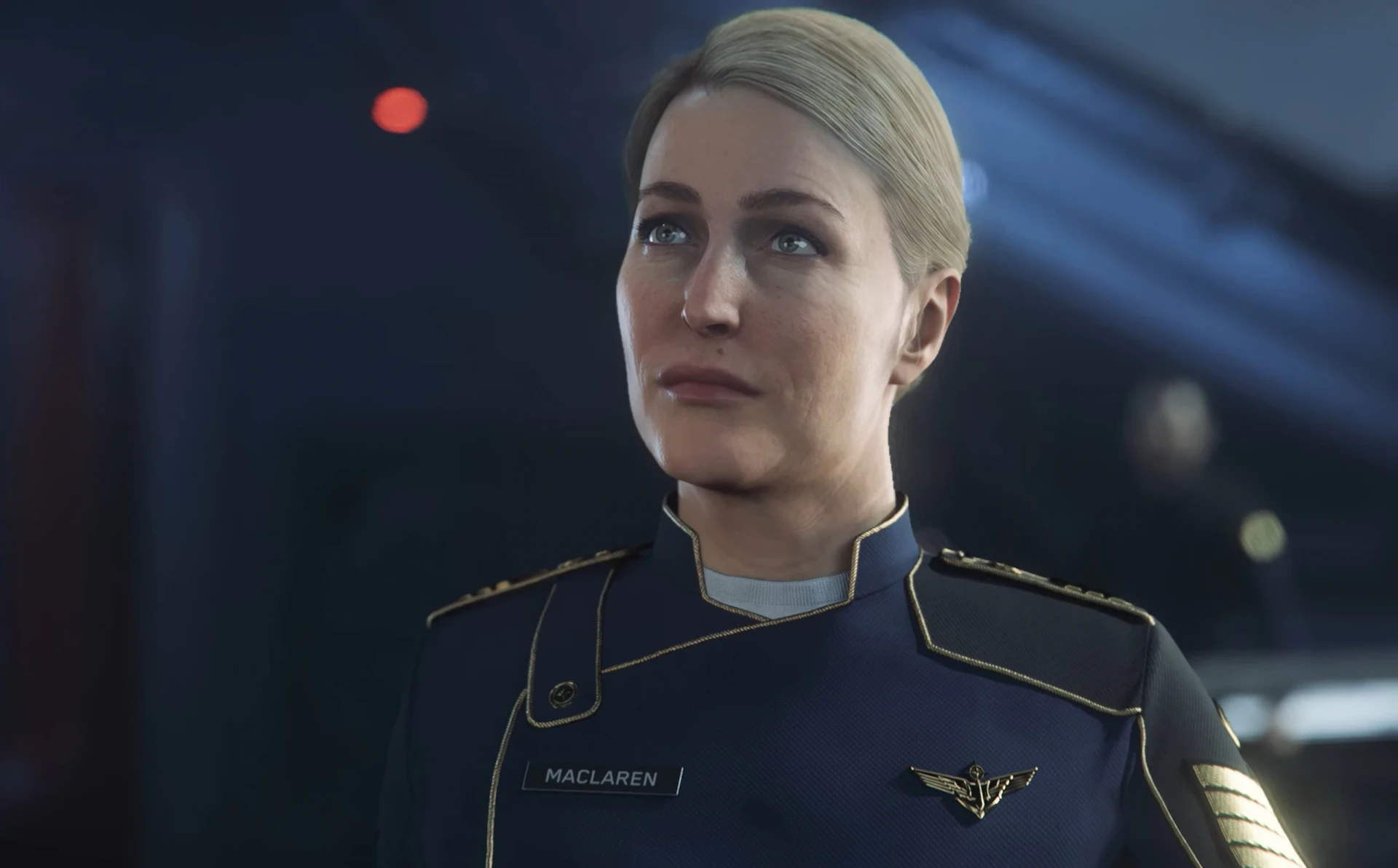 Gillian Anderson as Rachel MacLaren - official Squadron 42 character art